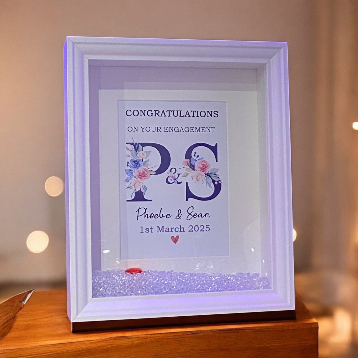 Framed Engagement Picture Art with Crystals