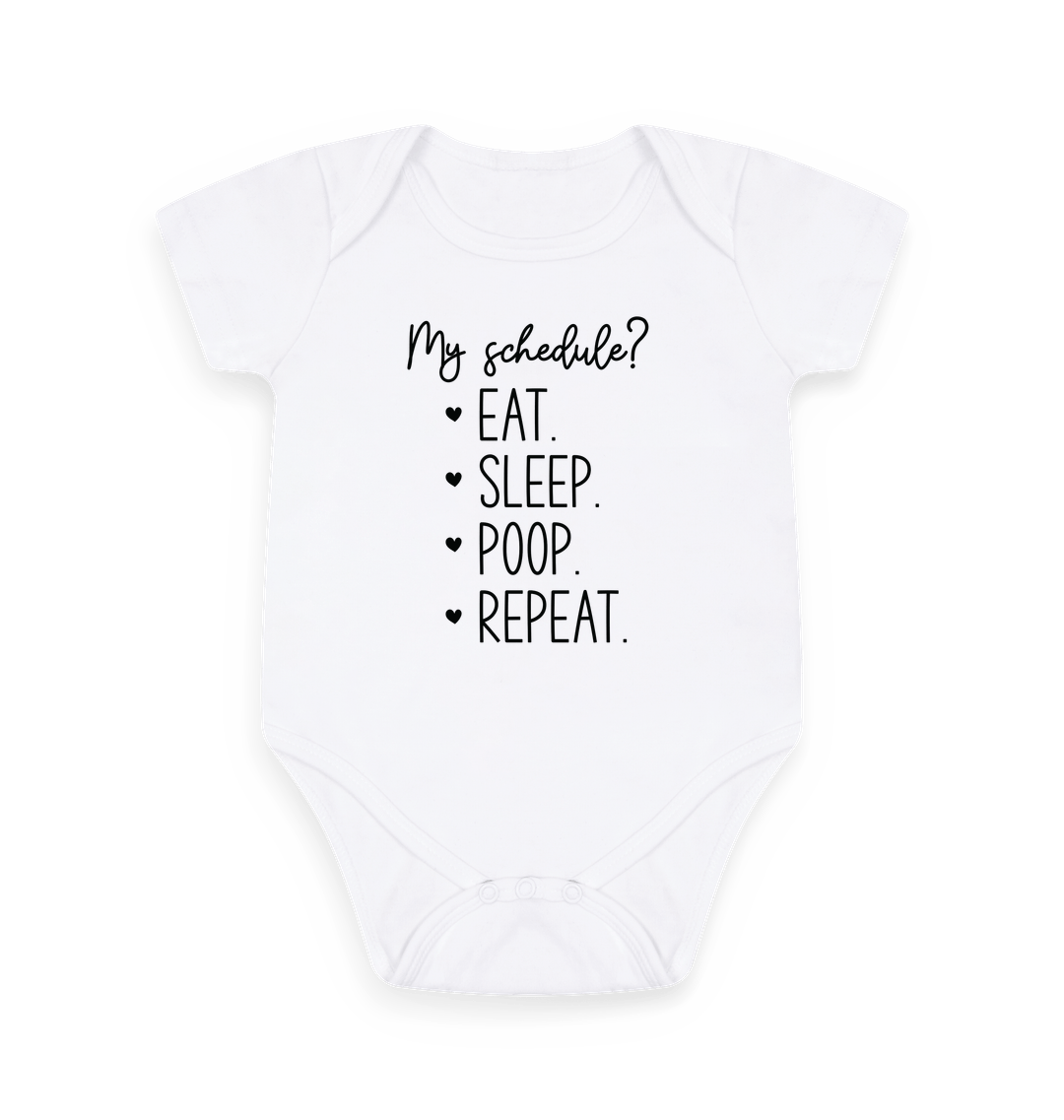 White Printed baby grow Front
