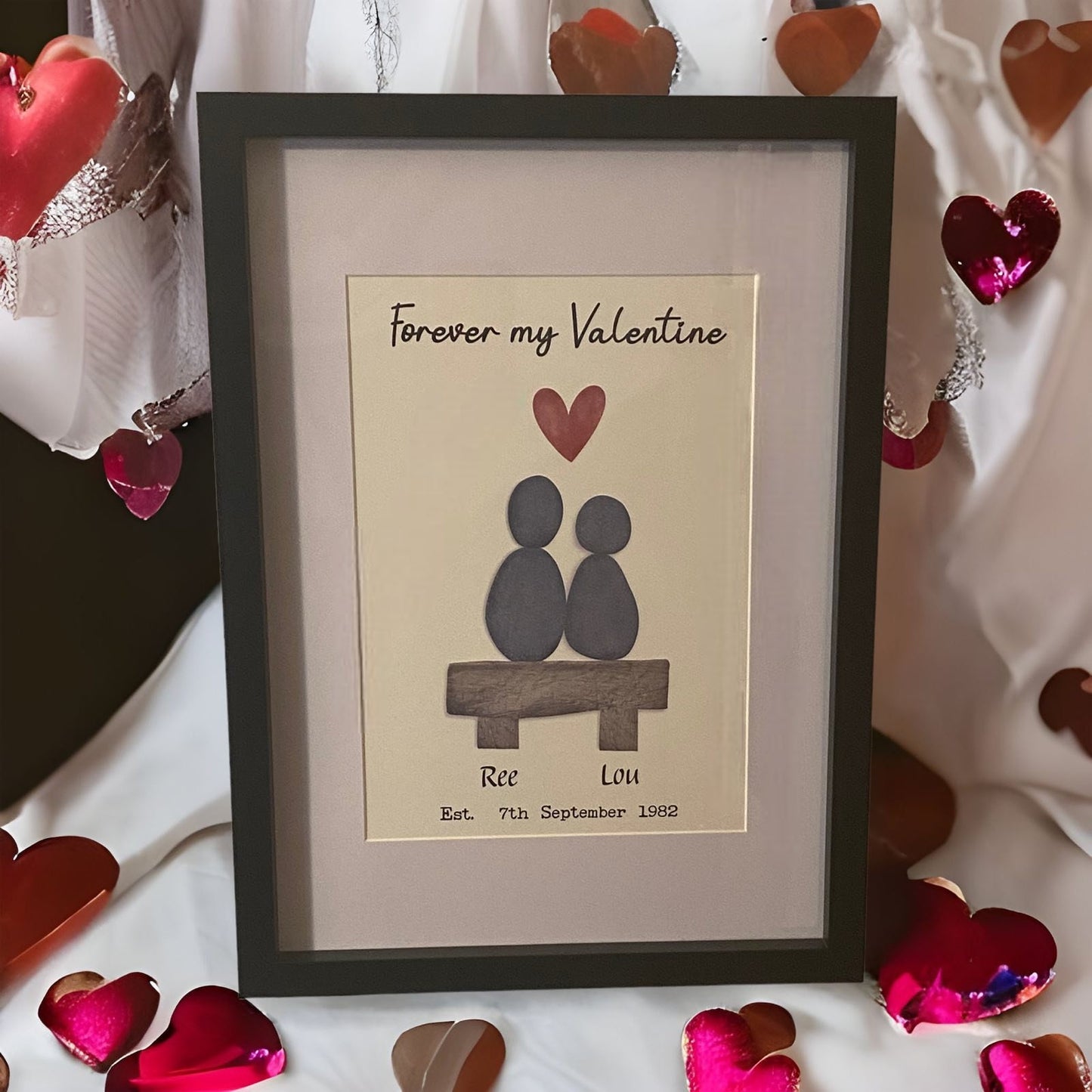 Personalised Pebble Art Picture - Forever My Valentine