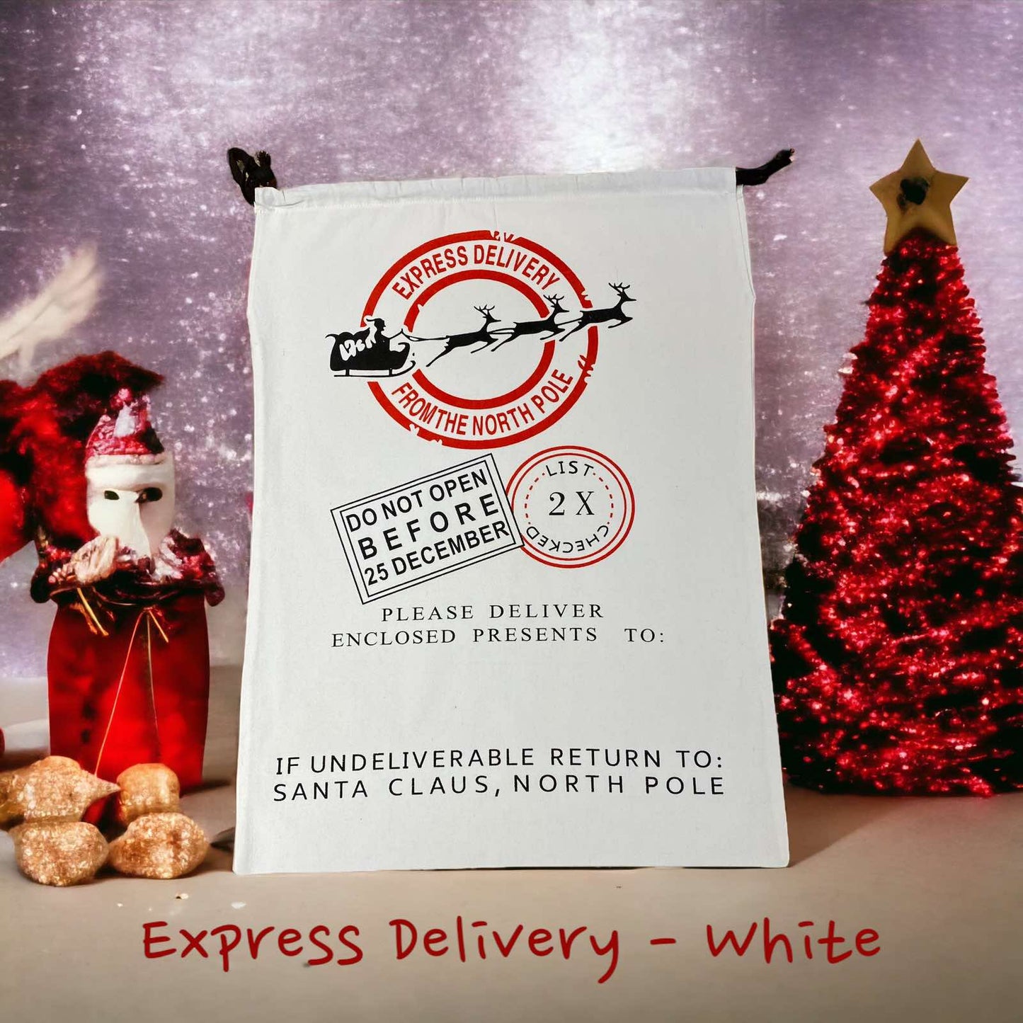 Personalised Christmas Sack - Express Delivery (White)