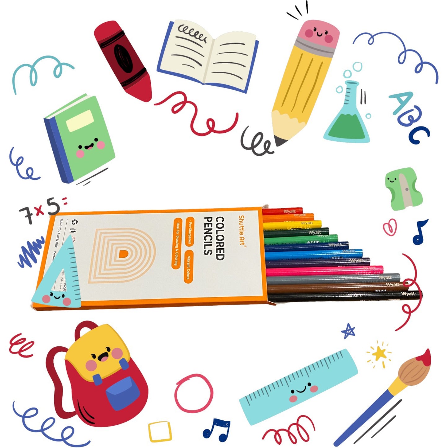 Personalised Set of 12 Premium Quality Colouring Pencils