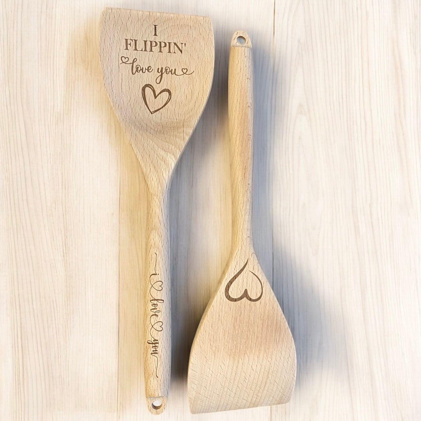 I Flippin' Love you Laser Engraved Wooden Spatula