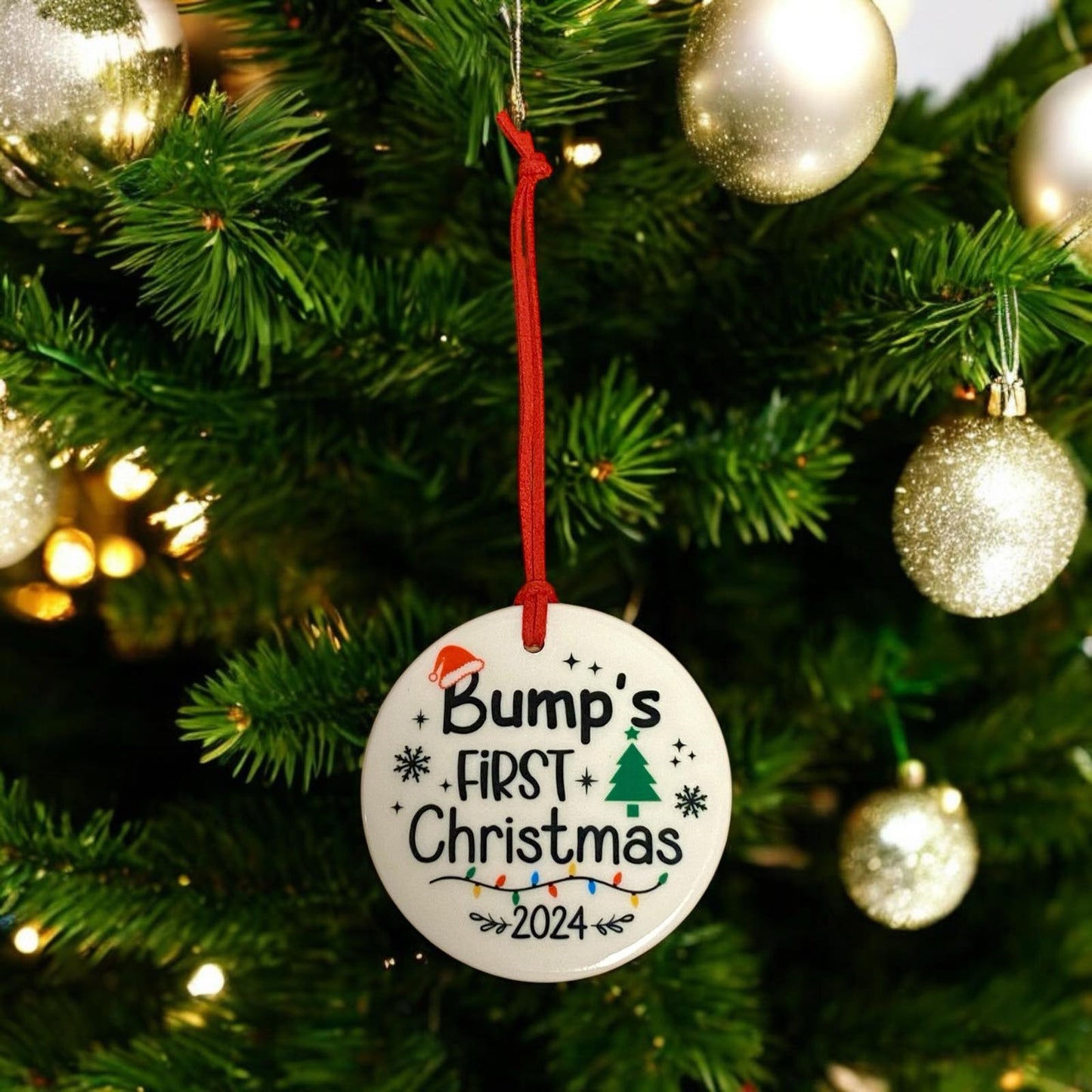 Bump's's First Christmas Ceramic Xmas Lights Ornament