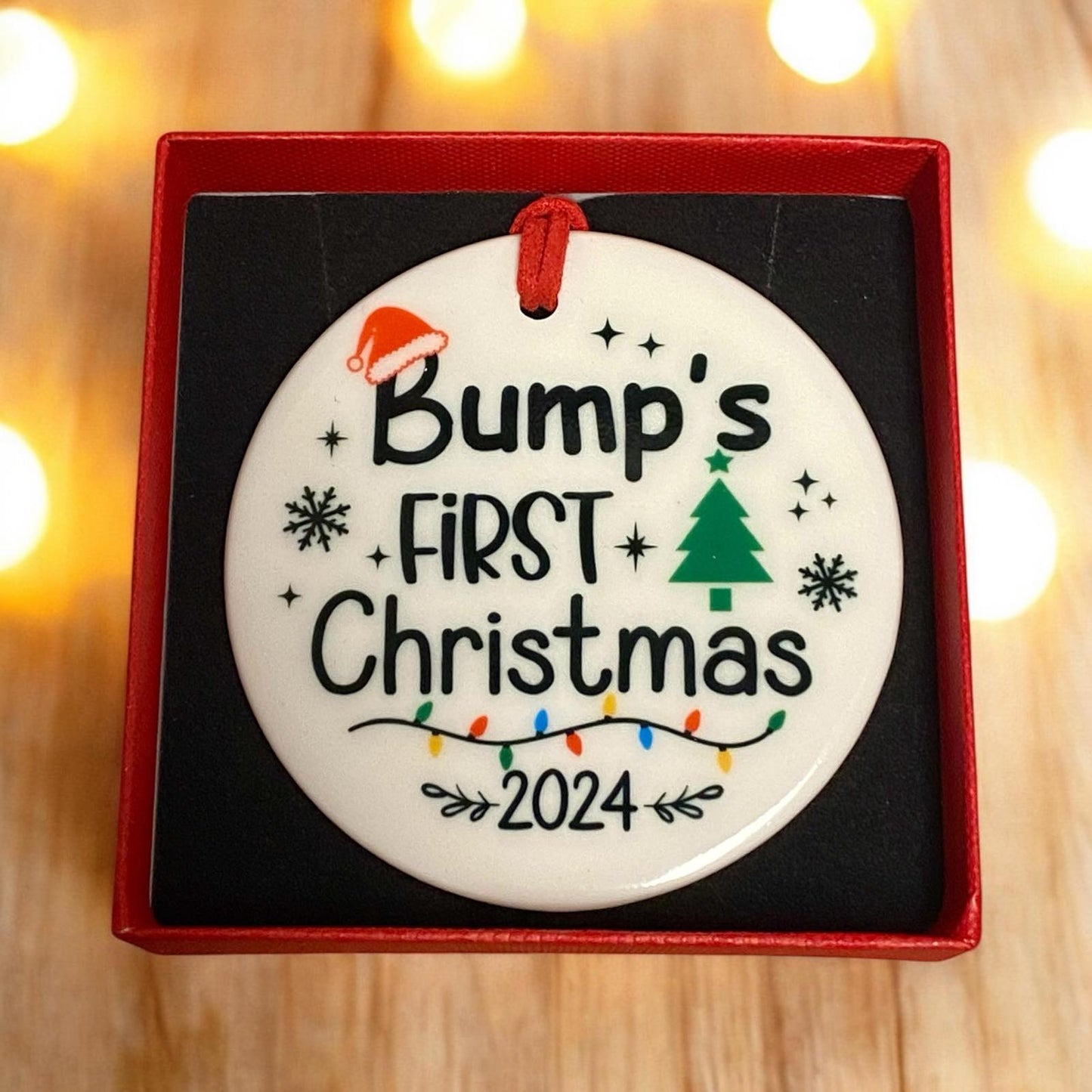 Bump's's First Christmas Ceramic Xmas Lights Ornament
