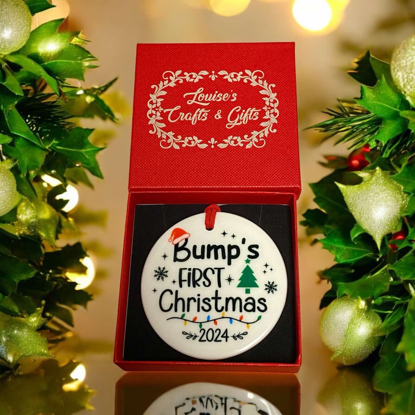 Bump's's First Christmas Ceramic Xmas Lights Ornament