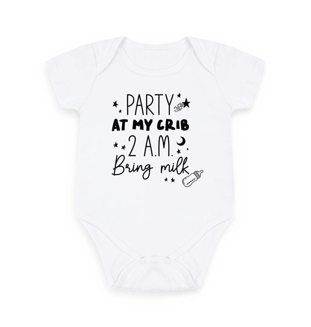 White Printed baby grow Front