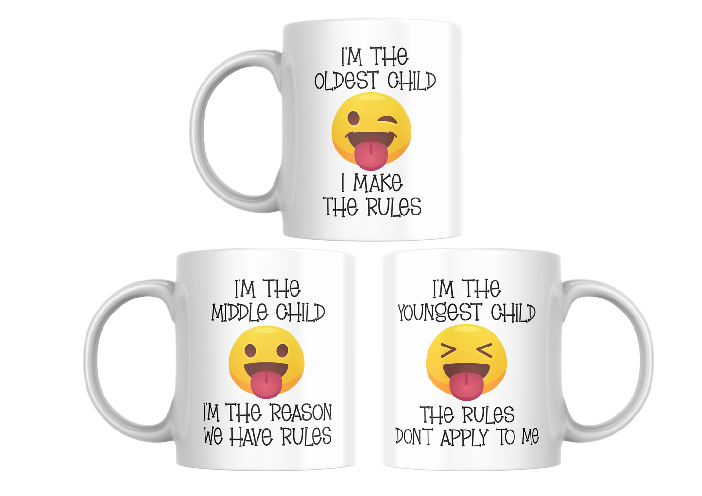 Sibling Rules Mug Set – Youngest, Middle, and Oldest Child Mugs