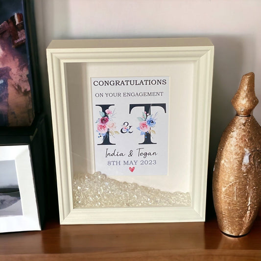 Framed Engagement Picture Art with Crystals
