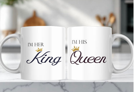 Matching King & Queen Mugs – Romantic Gift for Him and Her