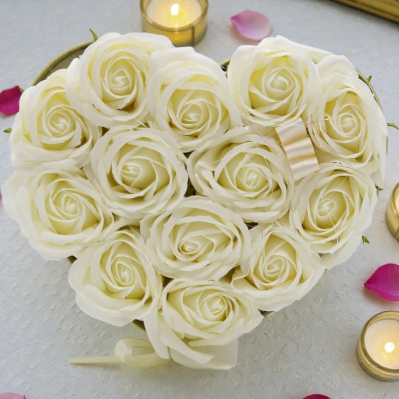 Soap Flower Gift Bouquet – 13 Roses Heart Design